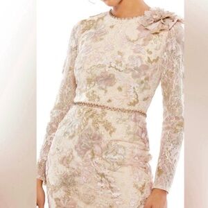 Mac Duggal Women's Floral Embroidered Lace Trumpet Gown SIZE 4